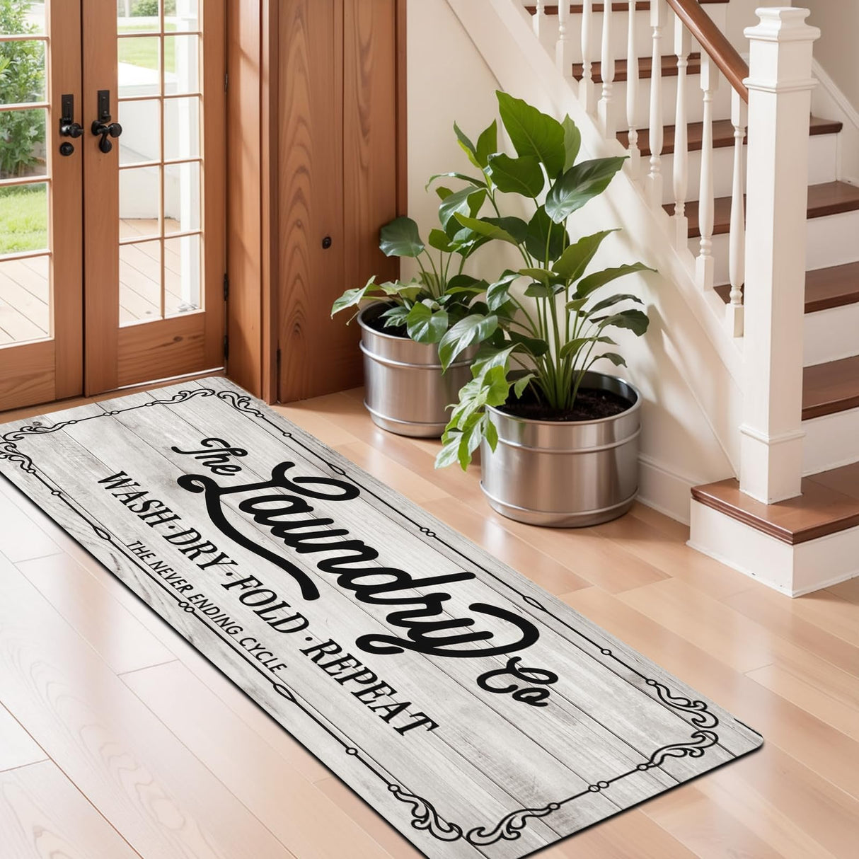 Pauwer Laundry Room Rug Runner 20"x60" Waterproof Rubber Laundry Mat Non Slip Kitchen Mats for Floor Washable Floor Mat Runner Rug for Farmhouse Mudroom Washroom Bathroom Decor Pauwer