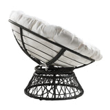 OSP Home Furnishings Wicker Papasan Chair with 360-Degree Swivel, Grey Frame with White Cushion OSP Home Furnishings