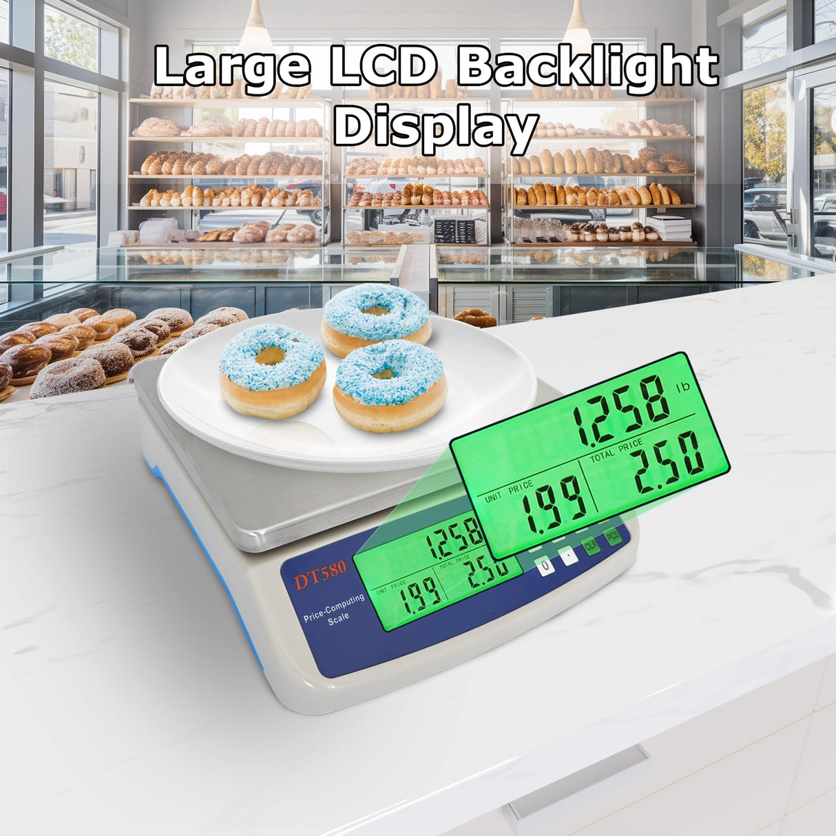 Large Digital Kitchen Scale 40kg/88lb Stainless Steel Price Computing Scale Counting Scale Deli Scale with LCD Display for Baking Bread Cooking Meat Prep Parts and Coins Adapter Included MOCCO