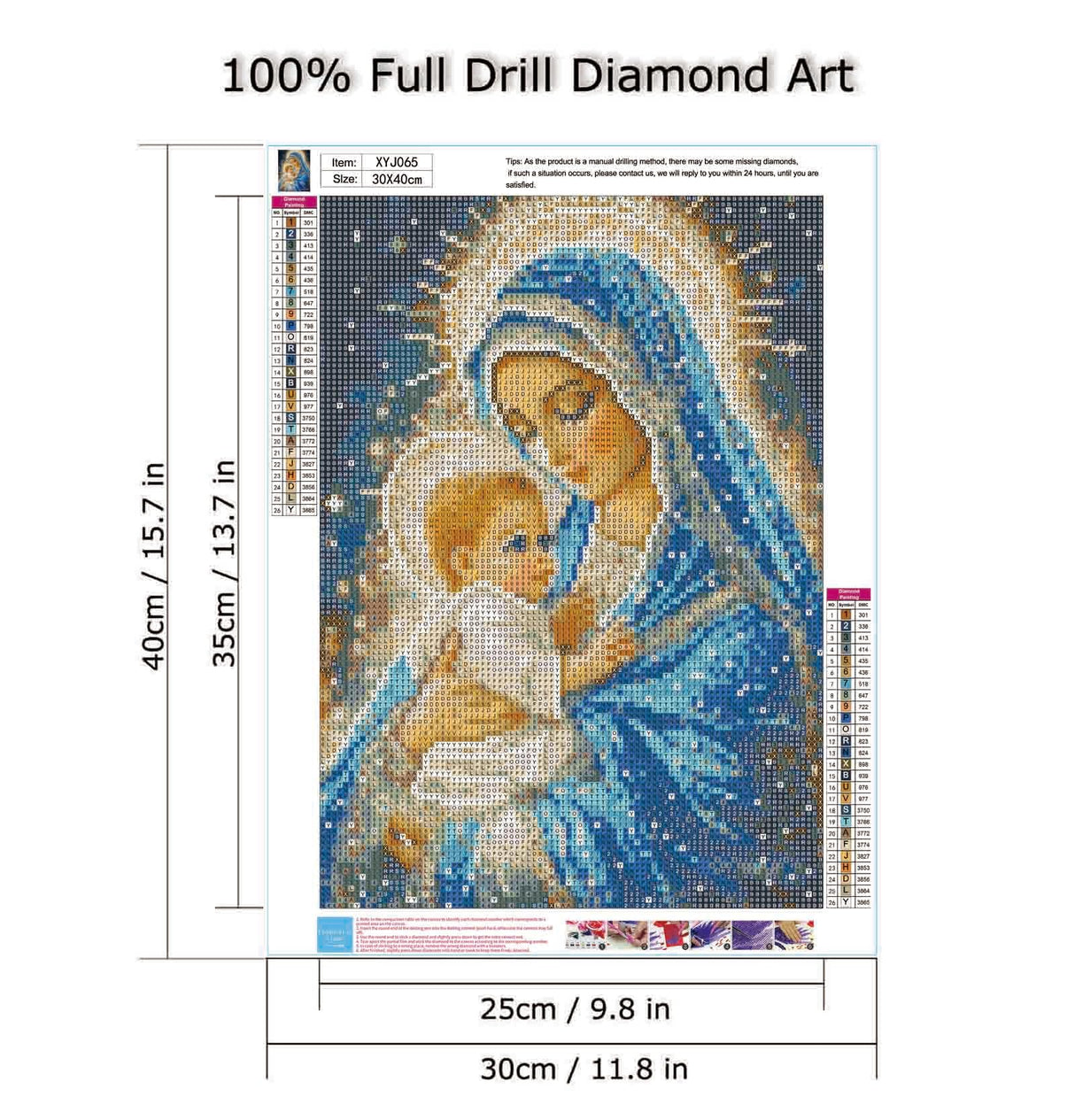 wavaiov Christmas Diamond Painting Kits for Adults, 5D DIY Virgin Mary Diamond Art Kits for Beginners, Jesus Round Diamonds Pictures Crafts, Full Drill Gem Art for Home Decor 12x16Inch wavaiov