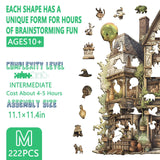 Wooden Puzzles for Adults - Magic Shop Puzzle, Unique Shape Wooden Jigsaw Puzzle for Adults, Fairy Wood Puzzles Adult, Gift for Family, Wall Art Home Decor (M-11.4 * 11.1in- 222 Pieces) Pijesaksa
