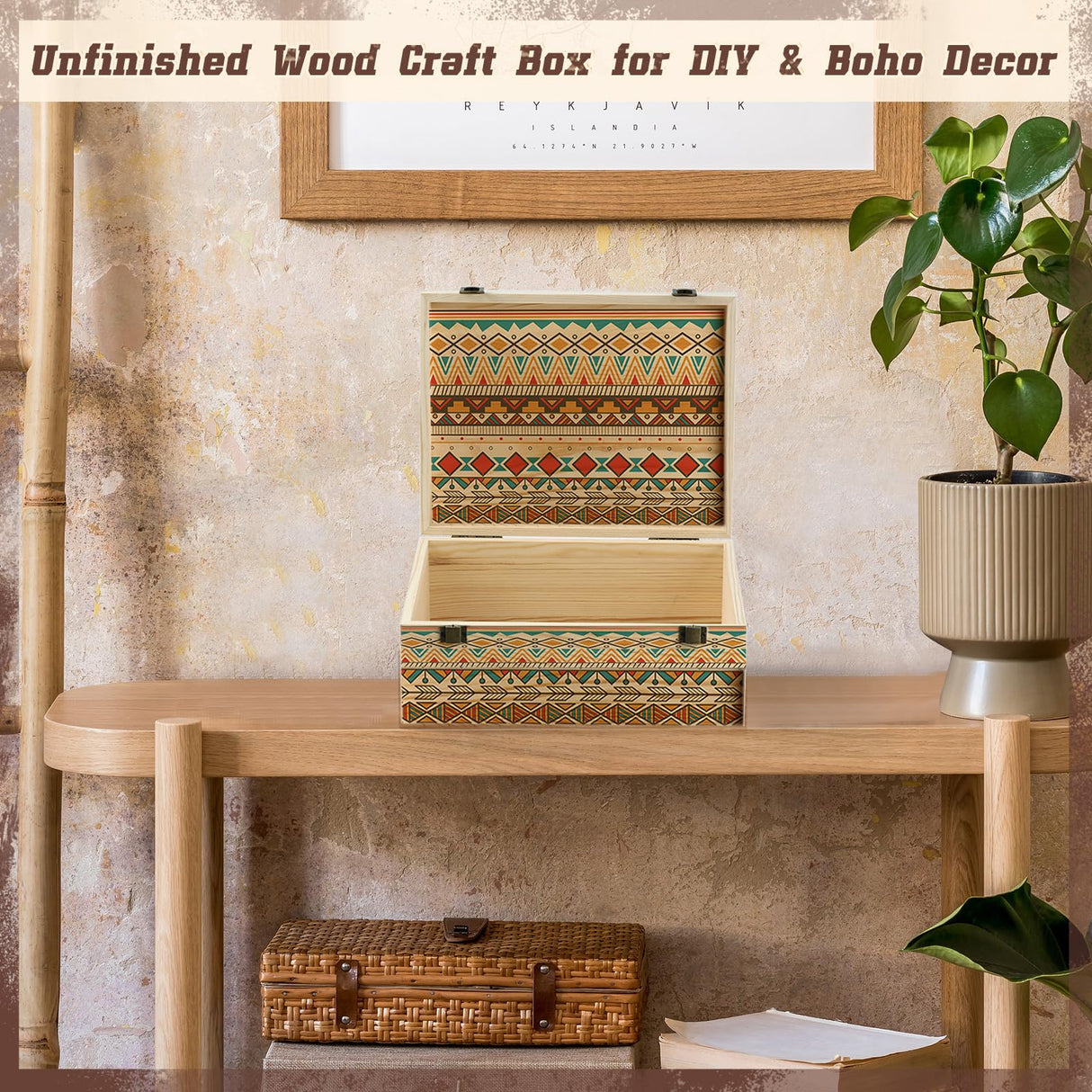 HIPNOOK Unfinished Wood Boxes Large Wooden Boxes with Hinged Lid – 12 x 9x5 Inch Keepsake Box-Memory Box for Crafts, Storage, Gifts, Jewelry,Decor,DIY/Arts/Painting HIPNOOK