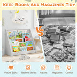 Costzon 5-Tier Kids Bookshelf, Wooden Children Bookcase, Toddler Book Rack, Magazine Storage & Display Shelf, Book Shelf for Kids Room, Living Room, Nursery, Classroom (White) Costzon