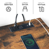 HOOBRO Wine Bar Cabinet with LED Light and Power Outlets, Wine Rack Table for Drinks and Glasses, Coffee Bar Cabinet with Wine Rack, for Kitchen, Dining Room, Rustic Brown and Black BF12UDJJ01 HOOBRO