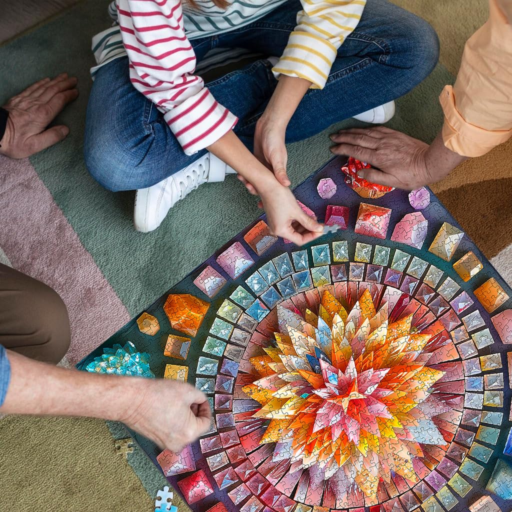 Crystal Mandala-Puzzles for Adults 1000 Pieces, Stunning Shining Colorful Crystal Mandala Puzzle, Impossible Puzzle Color Challenge Puzzle Bgraamiens