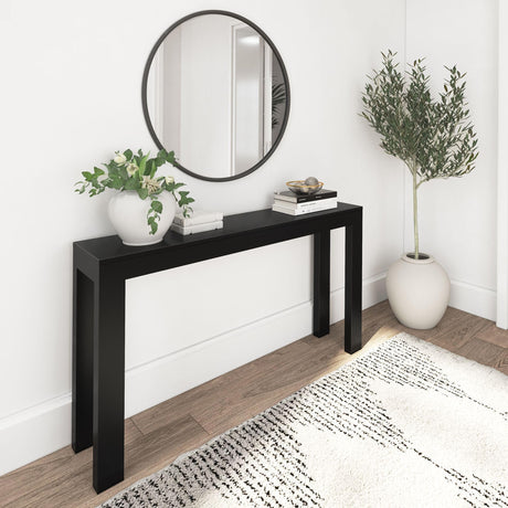 Plank+Beam Modern Solid Wood Console Table, 56 Inch, Sofa Table, Narrow Entryway Table for Hallway, Behind The Couch, Living Room, Foyer, Easy Assembly, Black Plank+Beam