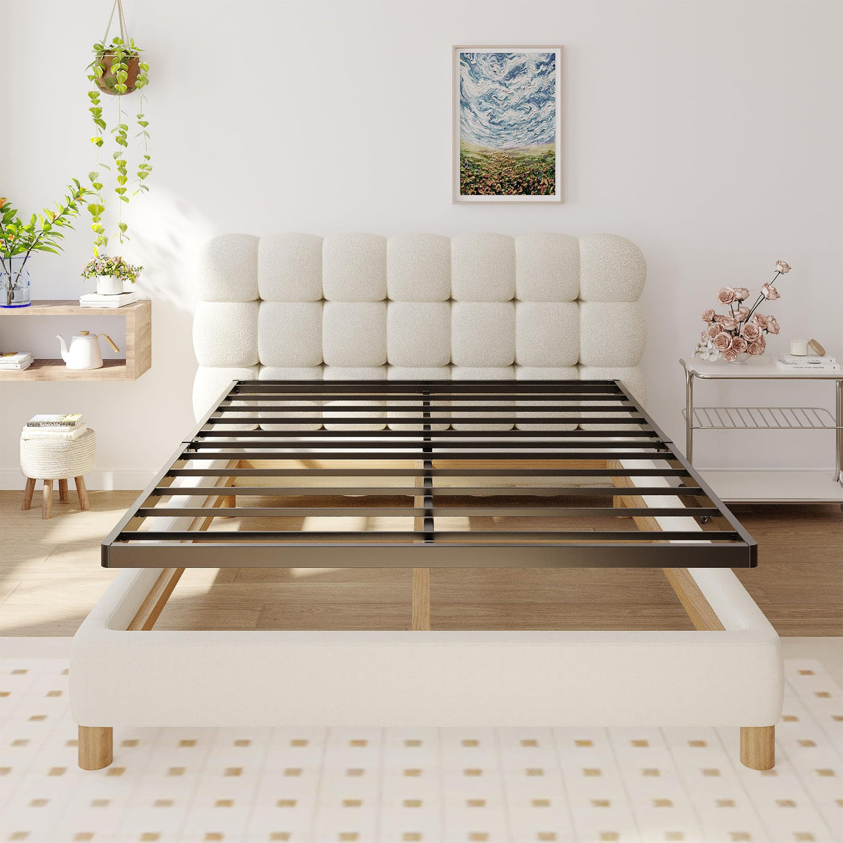 Upcanso Full Size Box Spring Bed Base 2 Inch, Low Profile Metal Boxspring Full Size Bunkie Board 2 Inch, 3000 Lbs Max Weight Capacity Mattress Foundation, Noise-Free, Easy Assembly Upcanso