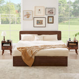 YUFAM Wooden Night Stand,Mid Century Modern Nightstand,Side Tables with Drawers and Open Storage Shelf,Bedside Table with Wood Legs,End Table for Bedroom,Sitting Room and Small Spaces (Brown) YUFAM