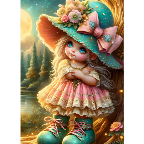 GDYEEH DIY 5D Fairy Girl Diamond Art Kits, Round Sparkling Full Drill Cartoon Elf Diamond Painting Picture, Dreamland Painting by Numbers Art Kits for Adults Beginners Home Wall Decor 12x16 inch GDYEEH