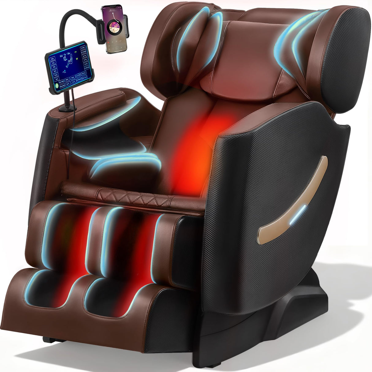 2025 Massage Chair Full Body, Zero Gravity Shiatsu Massage Chair Recliner - Upgraded 10-Point Roller, Heating, Airbags, Foot Roller, Bluetooth, Back Pain Relief, Gift for Parent (Brown & Black) VUYSUYVY