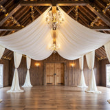20ftx30ft White Ceiling Curtain for Wedding Parties – 4 Panels Wrinkle-Free 30 FT Long Tent Draping Curtains for Wedding, Birthday & Theme Parties, 30ft Height with Rod Pocket Party Village