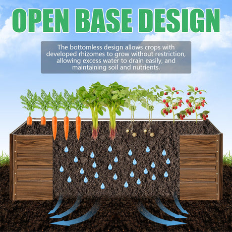 SnugNiture Galvanized Raised Garden Bed 8x4x2FT Outdoor Large Metal Planter Box Steel Kit for Planting Vegetables, Flowers SnugNiture