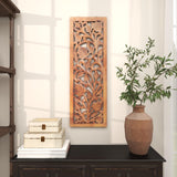 Deco 79 Wooden Floral Handmade Home Wall Decor Intricately Carved Acanthus Wall Sculpture, Wall Art 12" x 1" x 36", Brown Deco 79