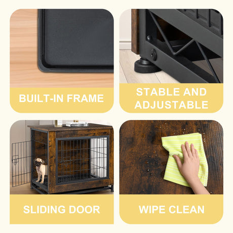 JY QAQA Dog Crate Furniture, Wooden Dog Crate Table, Double-Doors Dog Furniture, Indoor Dog Kennel, Dog House, Dog Cage Large JY QAQA PET