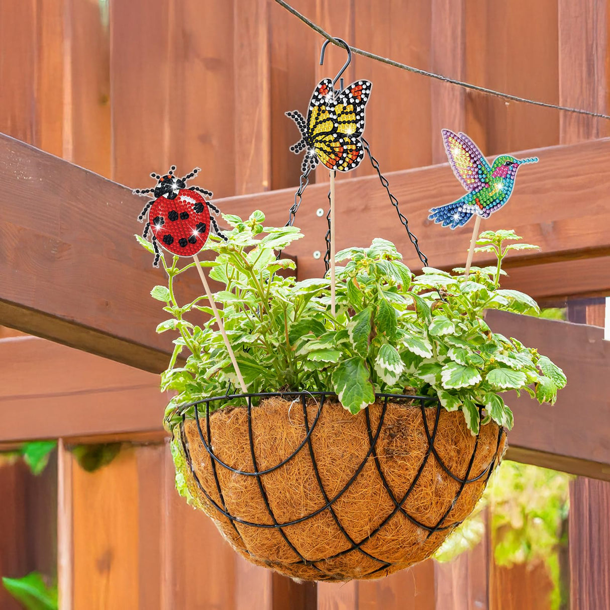 10Pcs Diamond Painting Kit Diamond Art Kits for Adults for Garden Decor with Butterfly, Hummingbird, Bee, Ladybug, Dragonfly,Dimond Art Paintings Arts and Crafts for Adults Gem Art for Yard Decoration NANZHOO