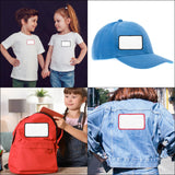 MECCANIXITY 30pcs Sublimation Patch Blank, 10x6cm/3.94x2.36 Inch Oval Rectangle Fabric Iron-on Blank Heat Transfer Repair Patch for DIY Crafts Caps Clothes, White with Black/Red/Yellow Border MECCANIXITY