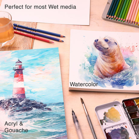 ARTISTIC EYE 9x12” Premium Watercolor Pads, Pack of 2 (60 Sheets), Glue Bound, 140lb (300gsm), Acid-Free Paper, Perfect for Most Wet & Dry Media, Ideal for Beginners, Artists & Professionals ARTISTIC EYE