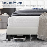 Yaheetech Upholstered Bed Frame, Modern Full Bed Platform with Square Stitched&Button Tufting Headboard Height Adjustable, Wooden Slats Support, No Box Spring Needed, Full Size, Beige Yaheetech