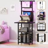 YAKANJ Record Player Stand with Led Light,Record Player Table with Vinyl Storage,Turntable Stand with Record Holder Vinyls Display Shelf for Music Room Studio,Black YAKANJ