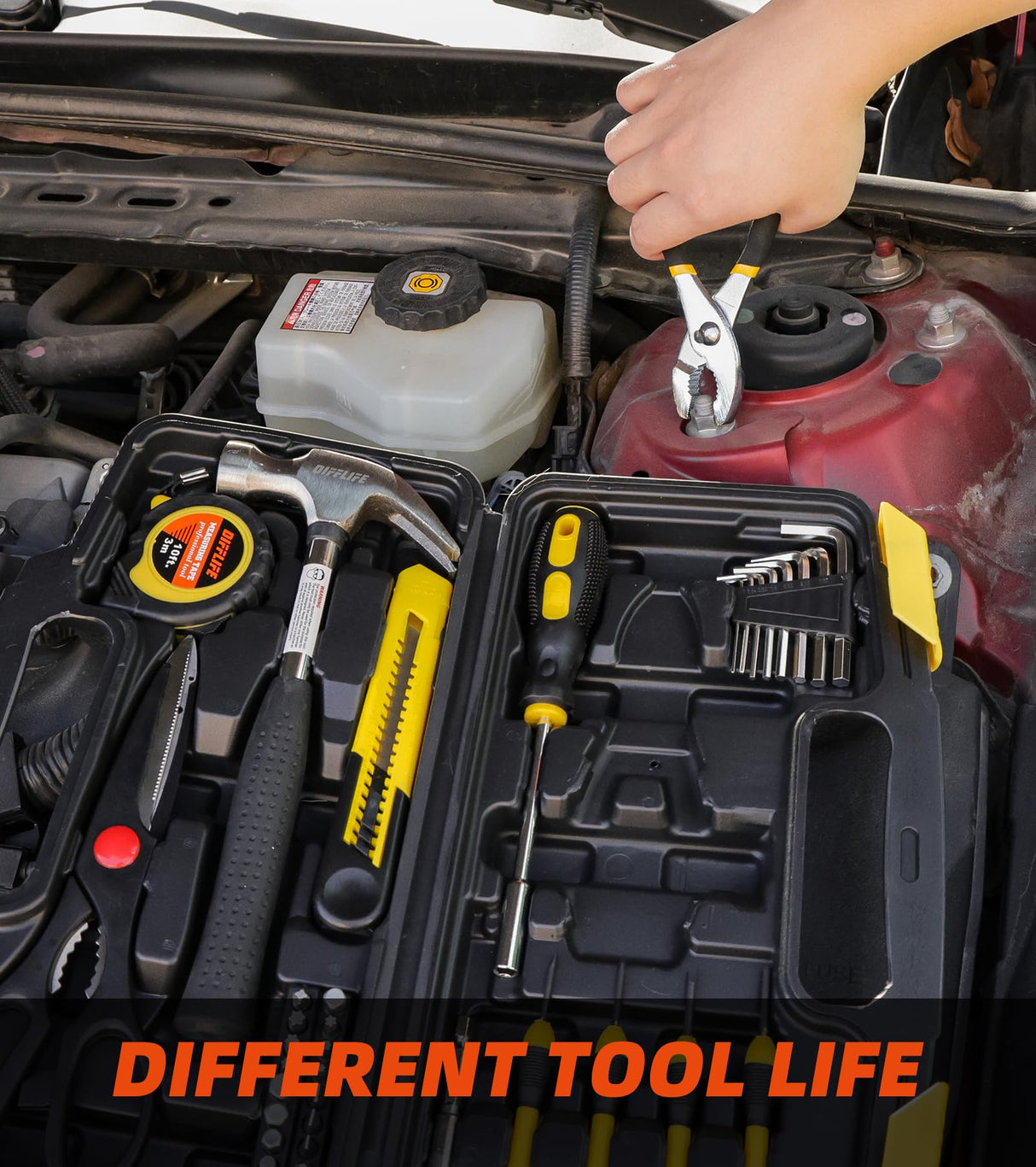 DIFFLIFE 40-Piece Tool Set - General Household Hand Tool Kit with Plastic Toolbox Storage Case… DIFFLIFE