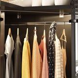 Homsee 94.5" H Corner Armoire Wardrobe Closet with Hanging Rod, LED Lights & Tempered Glass Doors, L-Shape Cloth Storage Cabinet with Top Cubes & Adjustable Shelves for Bedroom, Black Homsee