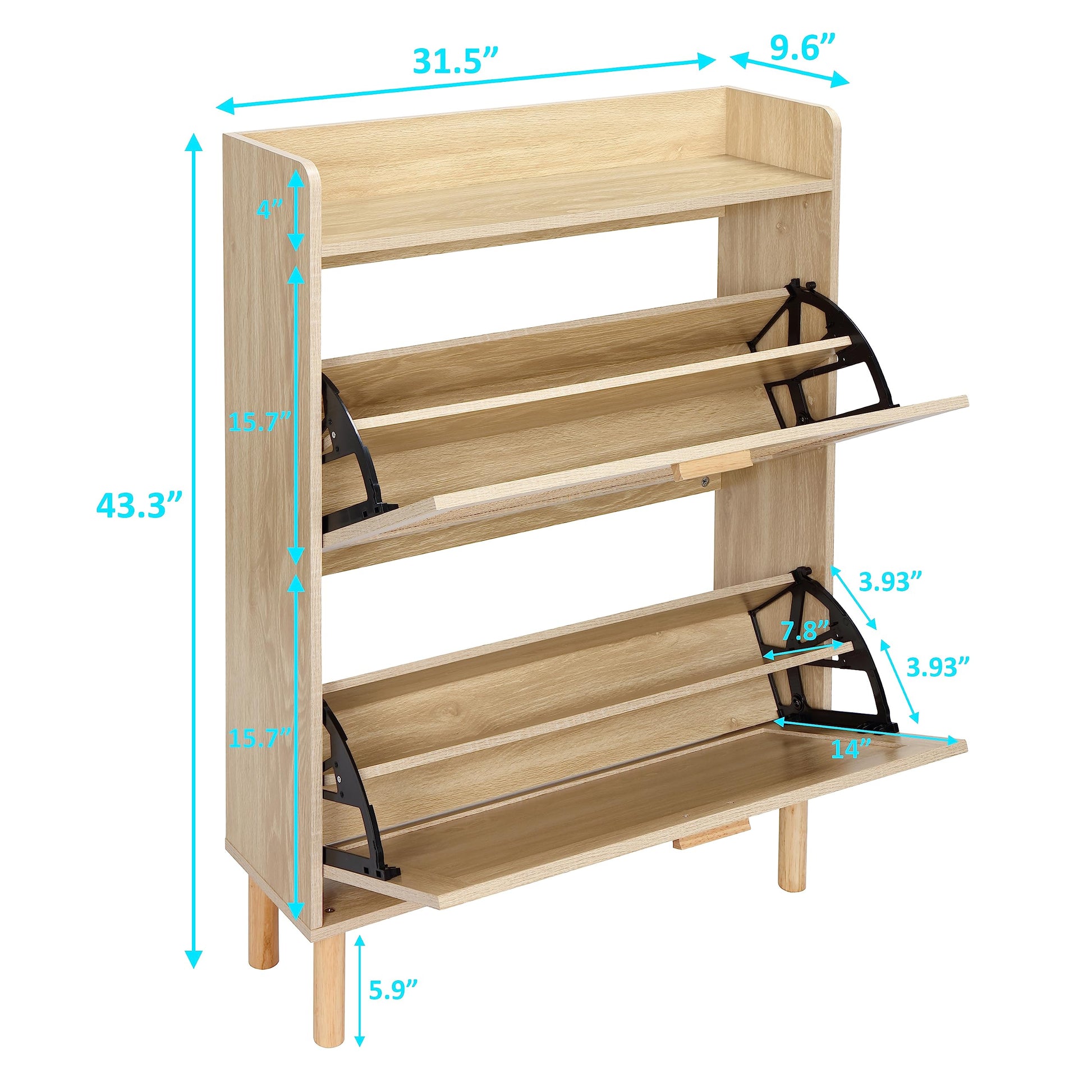 Finnhomy Extended Edition Shoe Cabinet with Natural Rattan Flip Drawers for Entryway, Free Standing 2 Tier Slim Shoe Organizer with Large Top Board, Shoe Cabinet with 3-Gear Adjustable Width  - WoodArtSupply