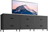 Huuger 63 Inch Long Dresser for Bedroom, Wide TV Stand for 55, 65, 70 Inch TV, 6 Drawer Dresser for Closet with Fabric Drawers, Storage Organizer for Bedroom, Entryway, Black Huuger