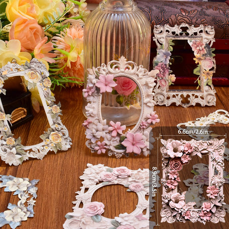 60 Vintage Craft Paper Frames for Scrapbook, Flower Window Decorative Craft Paper Frame for Junk Journaling, Vintage Scrapbook Supplies Card Making kit, Frames Decorative Paper Aifong