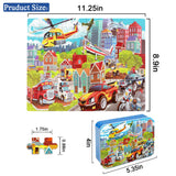 LELEMON Puzzles for Kids Ages 4-8 Vehicles Jigsaw Puzzles in a Metal Box for Kids Boys Girls 100 Pieces Fire Truck Ambulance Police Car Helicopter Aircraft Learning Educational Puzzles LELEMON