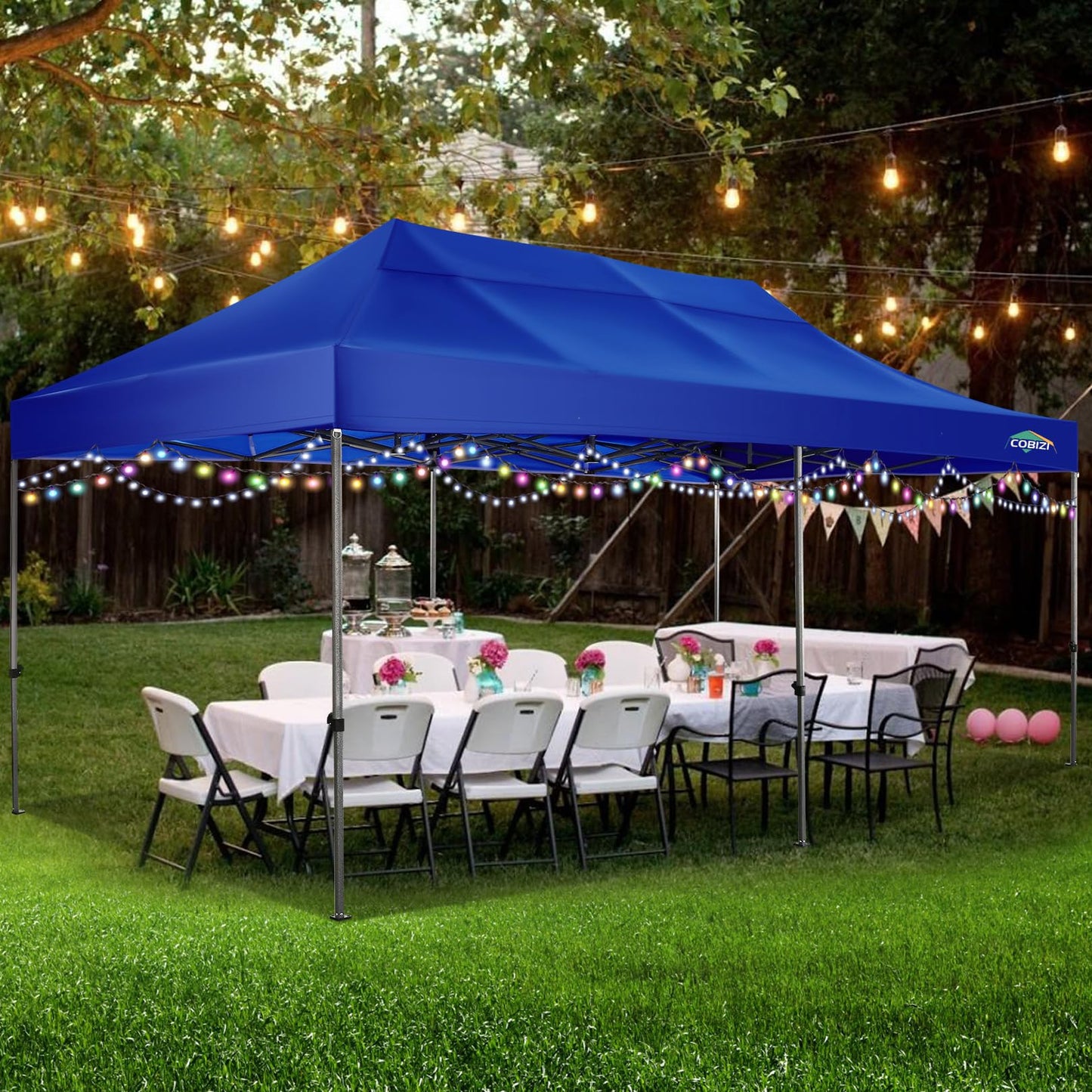 COBIZI 10x20 Heavy Duty Pop up Canopy Tent with 6 sidewalls Easy Up Commercial Outdoor Canopy Wedding Party Tents for Parties All Season Wind & Waterproof Gazebo with Roller Bag,Navy Blue(Thickened)