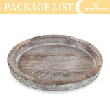 Wooden Decorative Tray Candle Holder: Romadedi Round Wood Tray Home Decor, Whitewash Rustic Trays for Farmhouse Dinning Table Kitchen Countertop Coffee Table Wedding Centerpiece, 11inch, Size L Romadedi