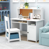 TaoHFE Kids Desk and Chair Set, Kids Desk Chair with Storage and Shelf, Wooden Kids Table and Chairs for Bedroom and Study, Craft Table with Storage Gifts for Boys, Girls to Study, White TaoHFE