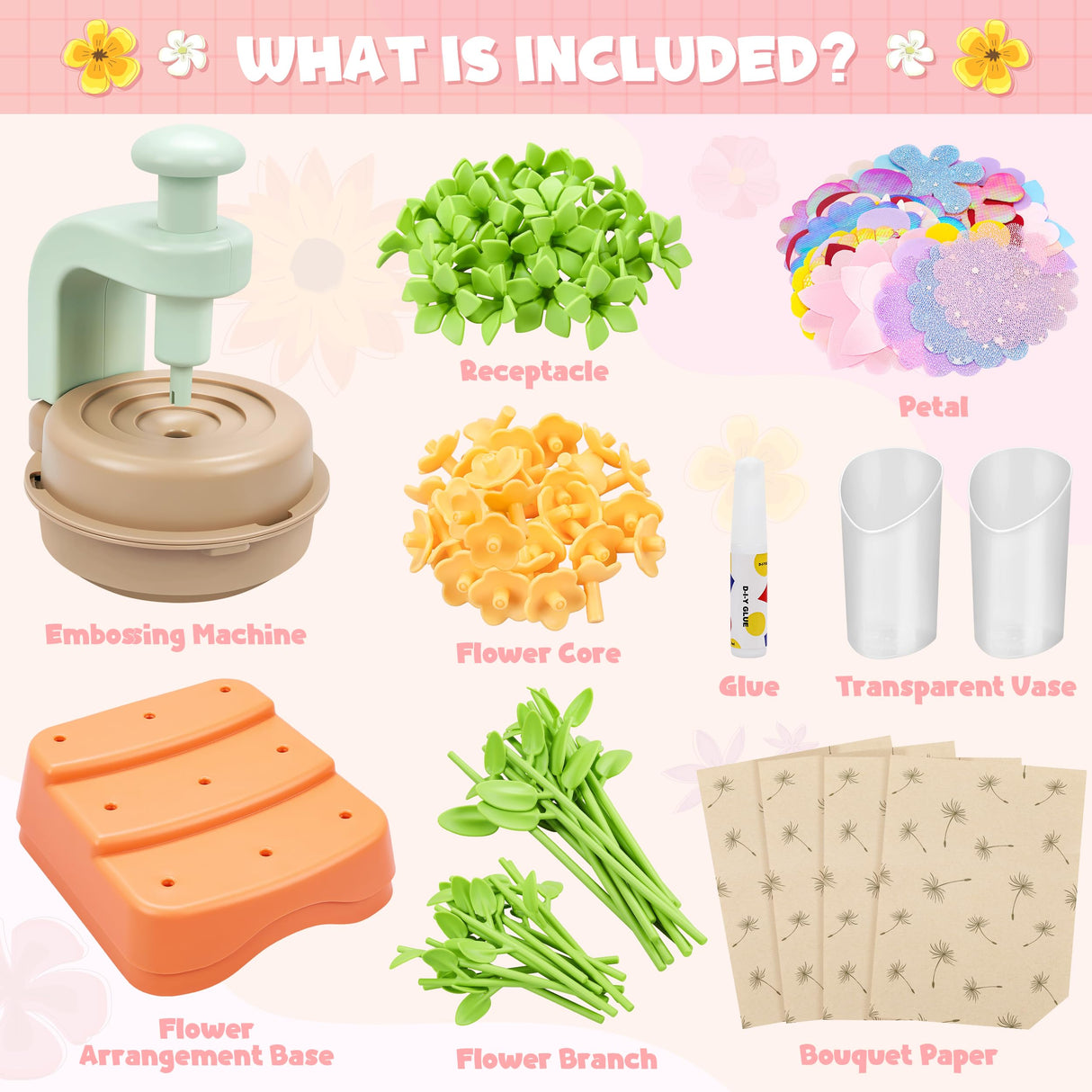 Fabric Flower Bouquets Toys, DIY Craft Kits Toys for Kids - Flower Market Toy, Build Your Flower Bouquet, Arts & Crafts for 4 5 6 7 8 Year Toddler Girl, Educational Activity Preschool B-Day Gifts Toyly