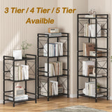 JSB 5 Tier Metal Bookshelf Bathroom Storage Standing Shelf Unit Kitchen Storage Organizer Display Rack Bookcases Shelves for Living Room, Bedroom, Office (Widen Black, 5 Tier) JSB