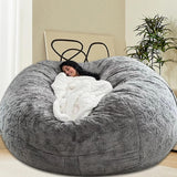 HDMLDP Bean Bag Chair for Adults Kids Without Filling Comfy Fluffy Giant Round Beanbag Lazy Sofa Cover for Reading Chair Floor Chair, 6FT, Grey HDMLDP
