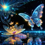 Zythron Butterfly Diamond Art Kits for Adults Lotus Diamond Art Paint with Diamond Painting DIY 5D Full Drill Gem Art Painting Kit for Home Wall Decor Gifts 14x14 in Zythron