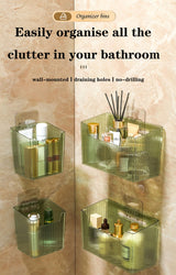 Set Of 2 Storage Organizer Bins Wall Mounted Organizer Basket, Shower Caddy Stackable Clear Plastic Makeup Organizer Adhesive Hanging Bin for Bathroom, Kitchen, Cabinet, Pantry, BPA Free, Large, Clear Lae Nuvole