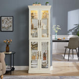 XUWANSHANG Curio Cabinet, Curiocabinet with Adjustable Glass Shelves, Lighted Curio Diapaly Cabinet,Farmhouse Curio Cabinets,Curiocabinets with Glass Doors,China Cabinet with 6 Shelves(Antique White) XUWANSHANG