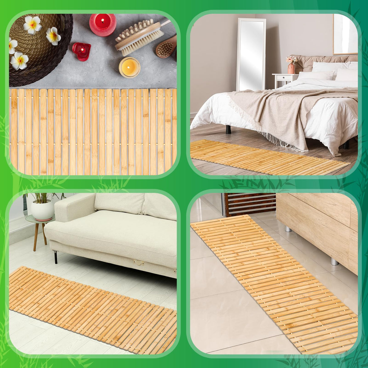 Bamboo Bath Mat Large Long Wood Bath Mat,16x48 Inch Non Slip Bamboo Shower Floor Mat Wooden Bathroom Mat for Bathtub,Spa,Door,Sauna or Outdoor (Natural Slat) Zoryllic