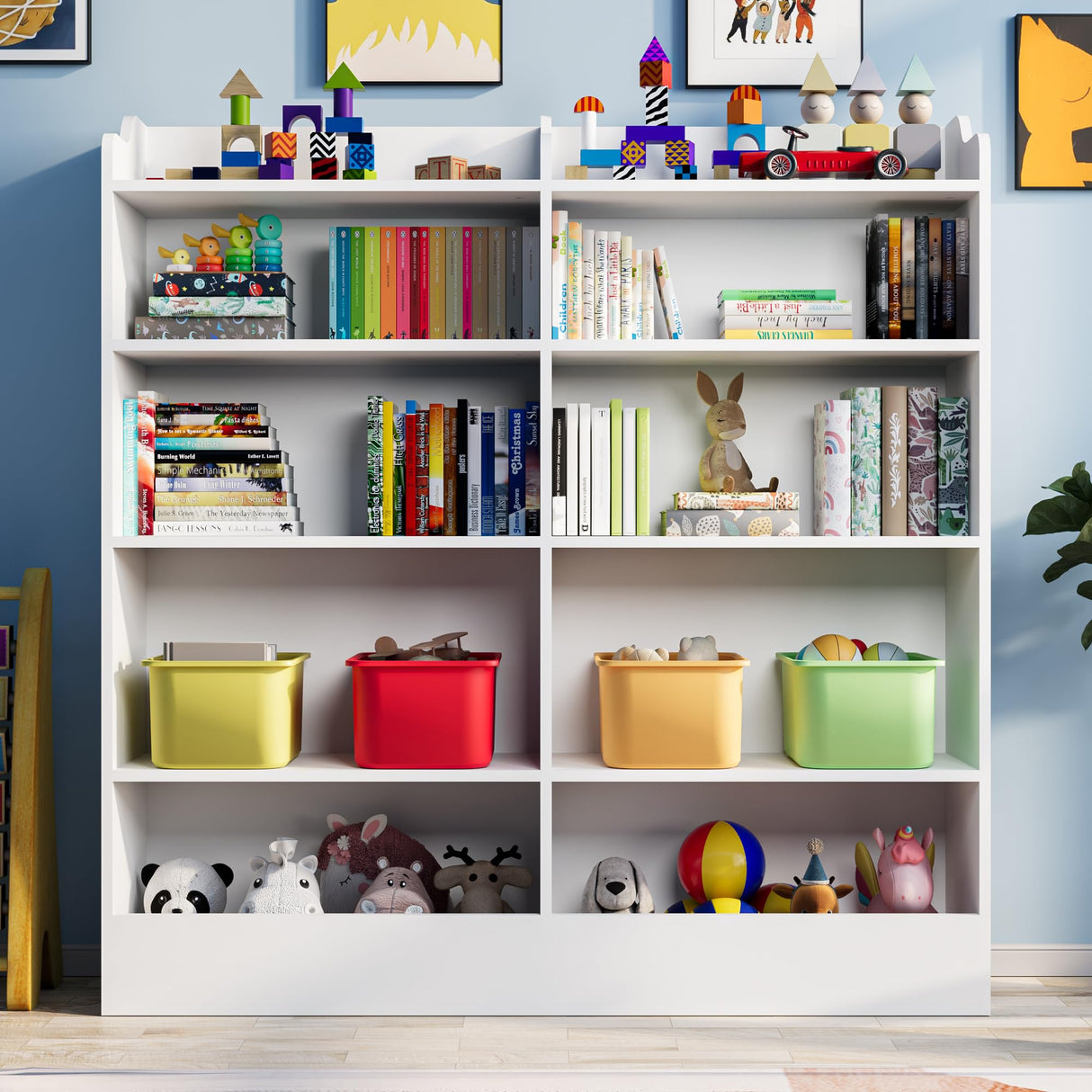 Cozy Castle 5-Tier Kids Bookshelf & Toy Storage Cabinet in White Cozy Castle