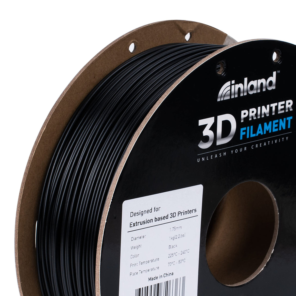 Inland Micro Center PETG Filament 1.75mm, Black - 1KG Spool - Dimensional Accuracy +/- 0.03mm INLAND