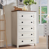 RedLemon Farmhouse 5 Drawer Dresser, 48" Tall Rustic Chest of Drawers, Wood Dresser for Bedroom, Living Room, Hallway, Antique White RedLemon