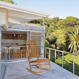 VINGLI Wood Rocking Chair Outdoor with 450 lbs Support Relaxing Rocker Solid Wood High Back Seat Reclining Seat for Deck, Garden, Backyard, Porch, Indoor or Outdoor Use, Oak VINGLI