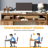 Tribesigns 55" Wood Executive Desk, Farmhouse Computer Desk with Drawers and Cabinet, Rustic Office Desk with Hutch and Storage Shelves, Large Study Writing Table for Home Office, Brown Tribesigns