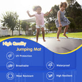 GYMAX Trampoline Mat, 8FT/10FT/12FT/14FT/15FT/16FT Trampoline Accessories Replacement Mat with 42/54/72/80/96/108 V-Rings & 8 Row Stitch, Using 5"-7" Springs, Anti-UV Wear-resistant Jumping Mat (14FT) GYMAX