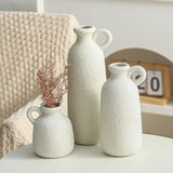Ceramic Vase Set of 3 with Handle, Neutral Rustic Vases Home Decor Farmhouse Decorative Vase Whitewashed Pottery Decor Modern for Table Mantel Entryway Bookshelf Living Room Kitchen Bedroom - White ooit