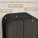 LEVNARY Arched Armoire Wardrobe Closet, Mid-Century Modern 2-Door Freestanding Wardrobe with Hanging Rod and 2 Drawers, Fluted Carved Clothing Storage Cabinet for Bedroom (Black) LEVNARY