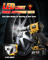 Urjoai Cordless Impact Wrench - 590Ft-lbs (800N.m) Brushless 1/2 inch, 3300RPM High Torque Impact Gun, 2x 4.0Ah Battery, Charger & 7 Sockets, Electric Impact Wrench for Car Home Urjoai