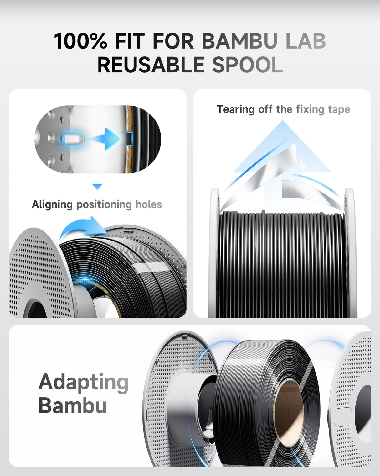 Creality PETG Filament Refill 1.75mm 3D Printer Filament, 1kg (2.2lb) Refilament for Bambu Lab Reusable Spool, Dimensional Accuracy ±0.03mm, Black Creality