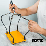 KOTTO Helping Hands Soldering, Third Hand Soldering Tool PCB Holder Four Arms Helping Hands Crafts Jewelry Hobby Workshop Helping Station Non-Slip Steel Weighted Base KOTTO